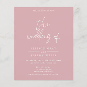 Budget Dusty Rose Floral Wedding Invitation Flyer