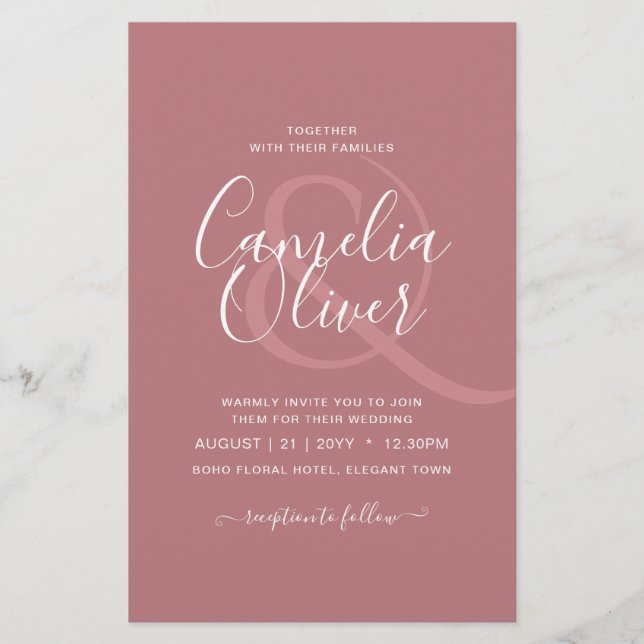 BUDGET Dusty Rose MONOCHROME Wedding Flyer (Front)