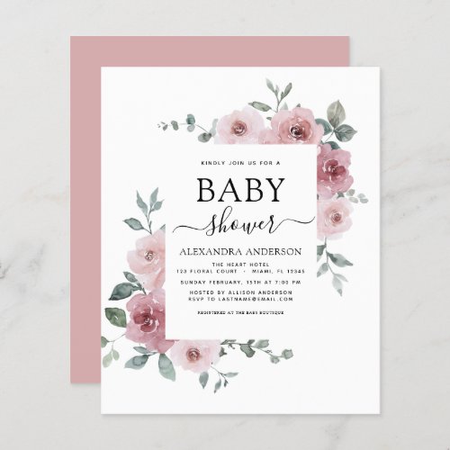 Budget Dusty Rose Pink Baby Shower Floral