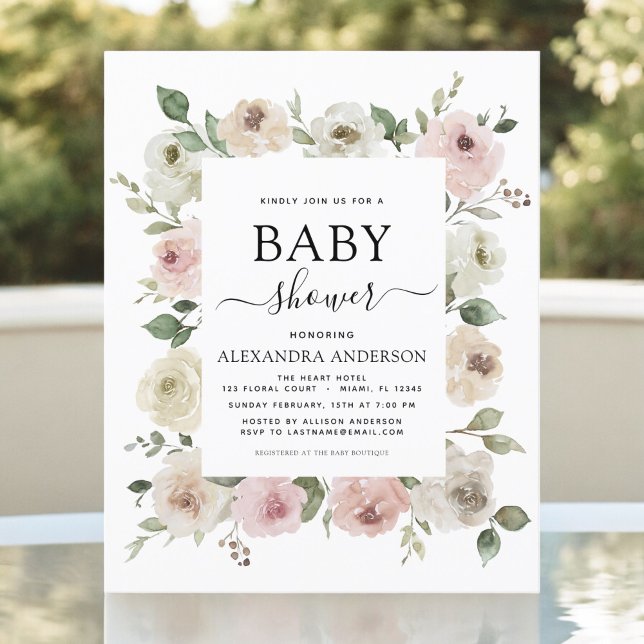 Budget Dusty Rose Pink Baby Shower Invitation (Creator Uploaded)