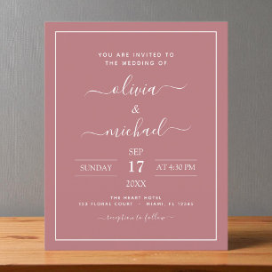 Budget Dusty Rose Pink Wedding Modern Typography F Flyer