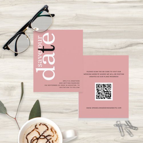 Budget Dusty Rose QR Code Text Save The Date 