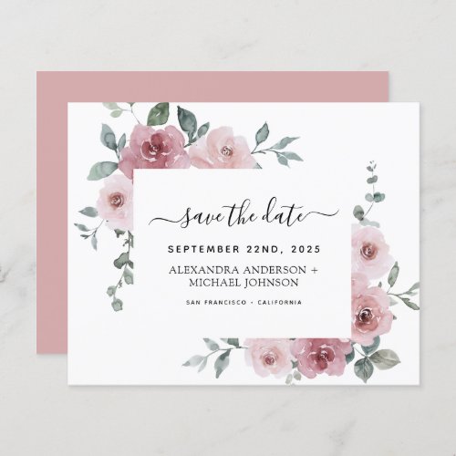 Budget Dusty Rose Save the Date Pink Floral