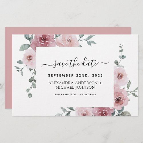 Budget Dusty Rose Save the Date Pink Floral