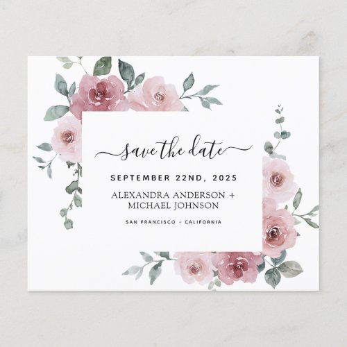 Budget Dusty Rose Save the Date Pink Floral Flyer