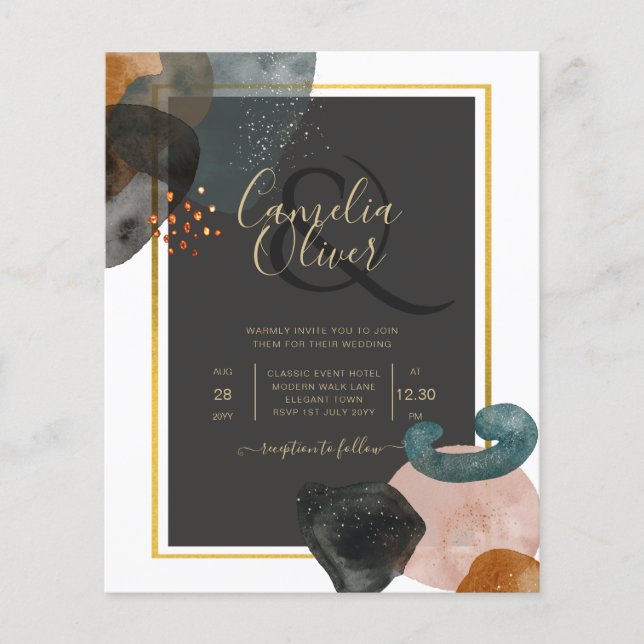 BUDGET Earth Tones Abstract Wedding  Flyer (Front)