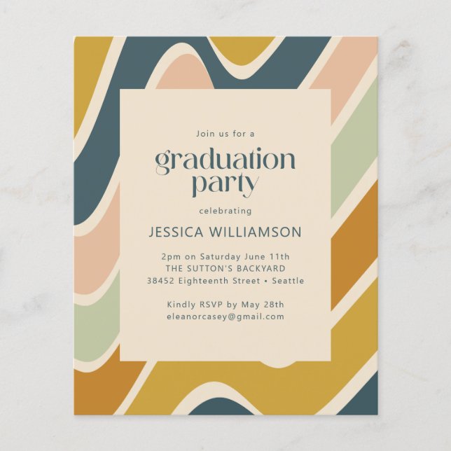 Budget Earthy Boho Abstract Wavy Pastel Graduation (Front)