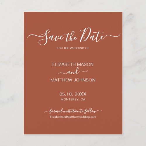 Budget Earthy Terracotta Script Save The Date 