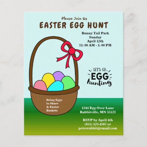 Budget Eggs in a Basket Easter Egg Hunt Invitation Flyer