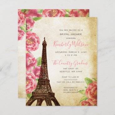 Budget Eiffel Tower Bridal Shower Invitation