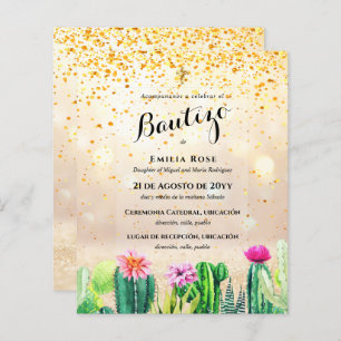 Budget EL BAUTIZO Baptism Christening CACTI Invite