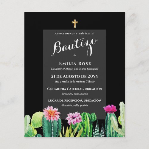 Budget EL BAUTIZO Baptism Christening CACTI Invite Flyer