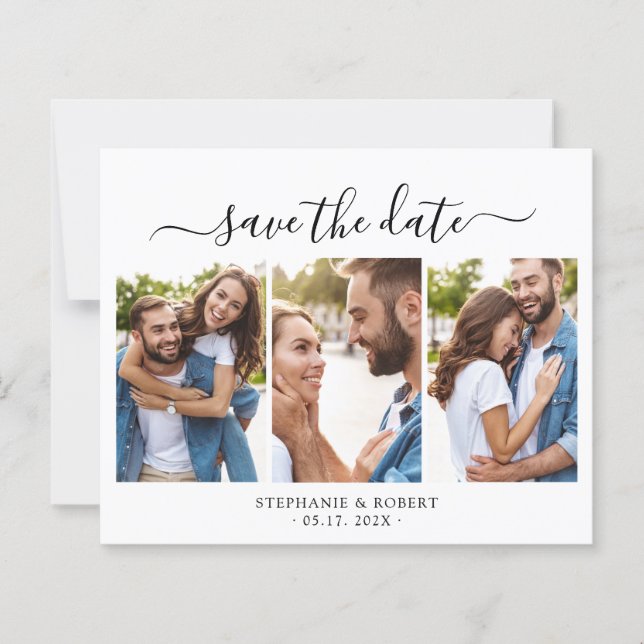 Budget Elegance Photo Wedding Save The Date Card (Front)