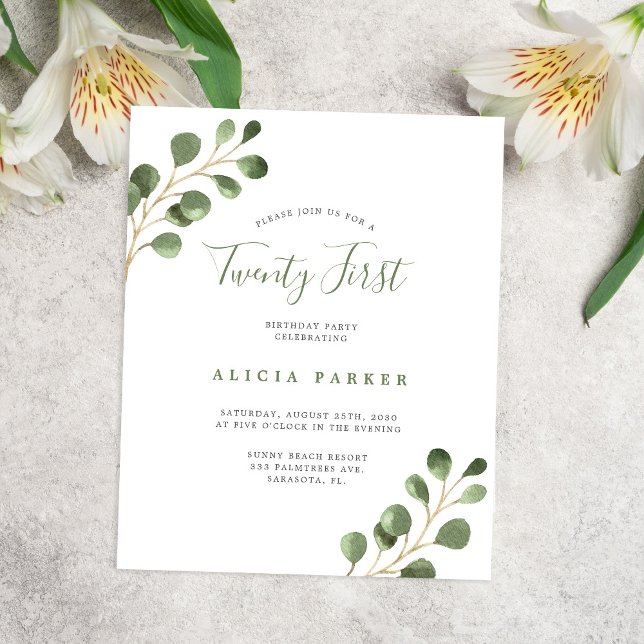 Budget elegant 21 years birthday party invitation (Creator Uploaded)