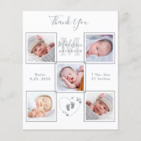 Budget Elegant 5 Photo New Baby Thank You Card