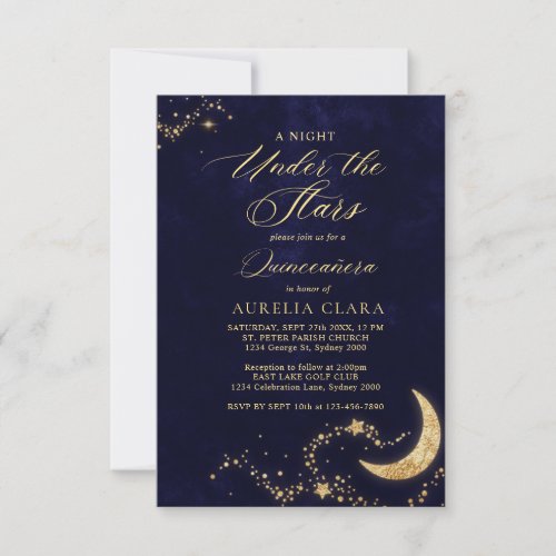 BUDGET Elegant A Night Under the Stars Quinceaera Note Card