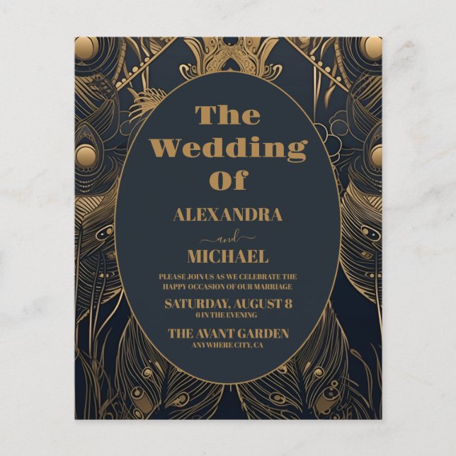 Budget Elegant Art Deco Peacocks Wedding (Front)