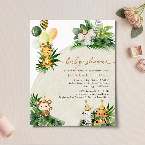 Budget Elegant Baby Animals Baby Shower Invitation