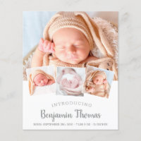 Budget Elegant Baby Photo Collage Birth Thank You