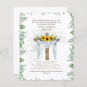 BUDGET Elegant BAPTISM Invite Greenery Sunflowers