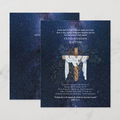 BUDGET Elegant BAPTISM Invite Navy Starry Night