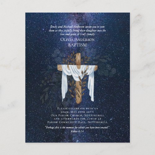 BUDGET Elegant BAPTISM Invite Navy Starry Night