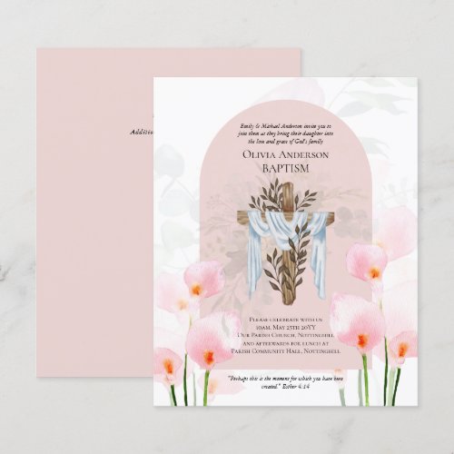 BUDGET Elegant BAPTISM Invite Pink Calla Lilys