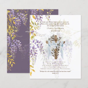 BUDGET Elegant BAPTISM Invite Wisteria Purple