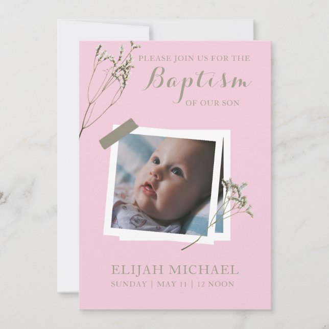 Budget Elegant Baptisms Of Our Baby Invitation (Front)