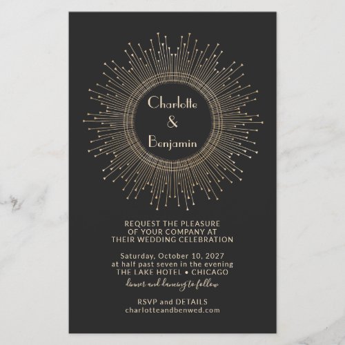 Budget Elegant Black Gold Art Deco Wedding Website