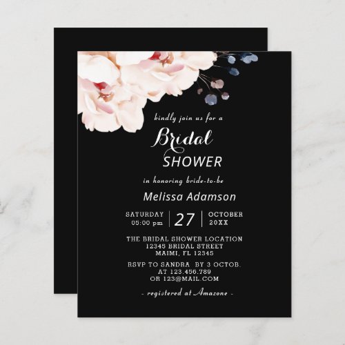 Budget Elegant Black Pink Floral Bridal Shower 