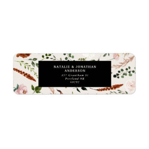 Budget elegant black terracotta floral wedding lab label