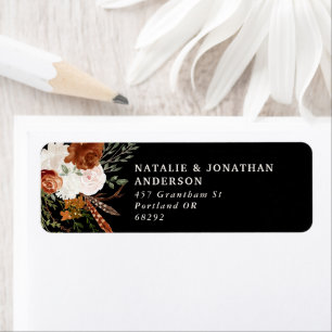 Budget elegant black terracotta floral wedding lab label