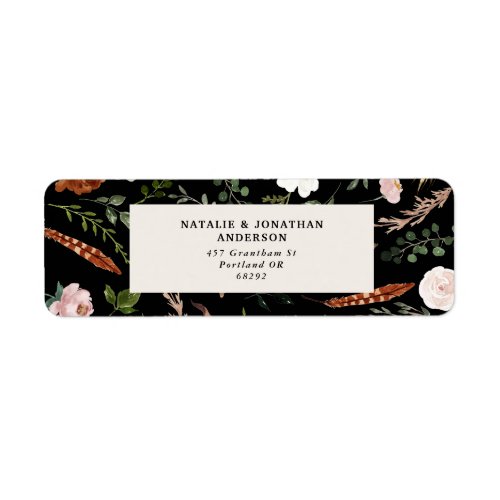 Budget elegant black terracotta floral wedding lab label