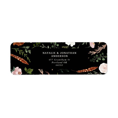 Budget elegant black terracotta floral wedding label