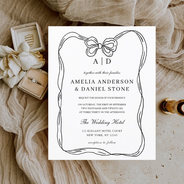 Budget Elegant Black & White Bow Invitation Flyer (Creator Uploaded)