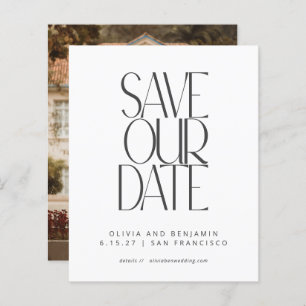 Budget Elegant Black White Photo Save The Date