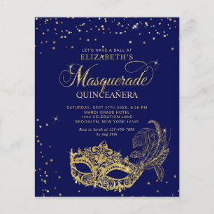 BUDGET Elegant Blue Gold Masquerade Quinceañera