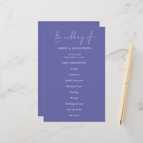 Budget Elegant Blue Wedding Program