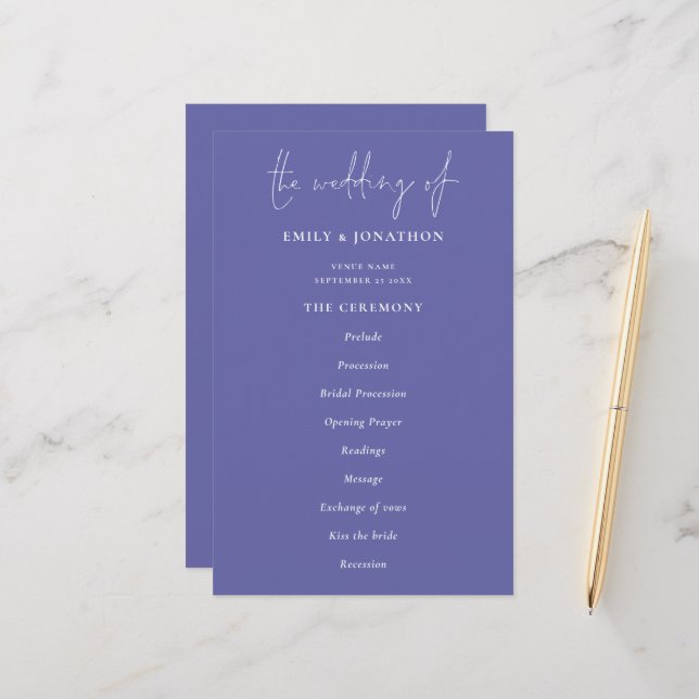Budget Elegant Blue Wedding Program (Front/Back In Situ)