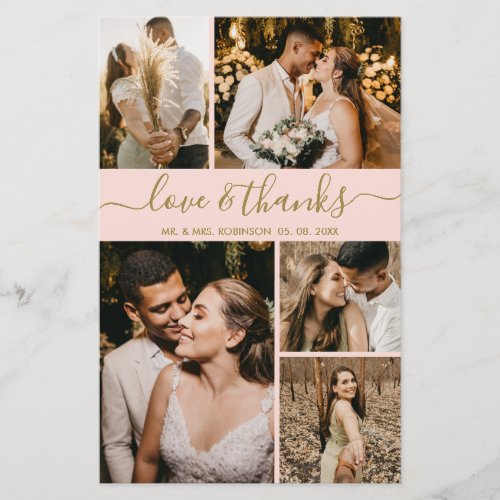 Budget Elegant Blush Photo Wedding Thank You Flyer