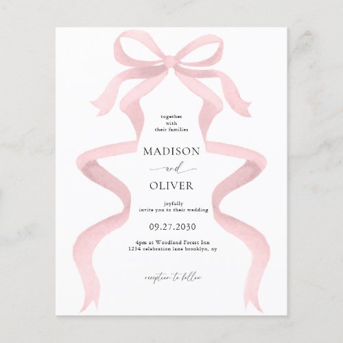 BUDGET Elegant Blush Pink Bow Monogram Wedding