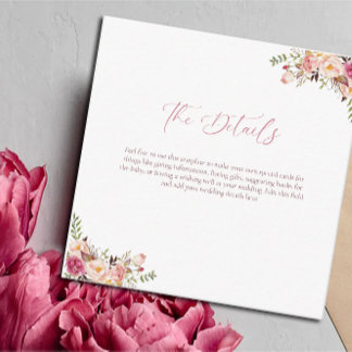 Budget Elegant Blush Pink Floral Wedding Enclosure Card