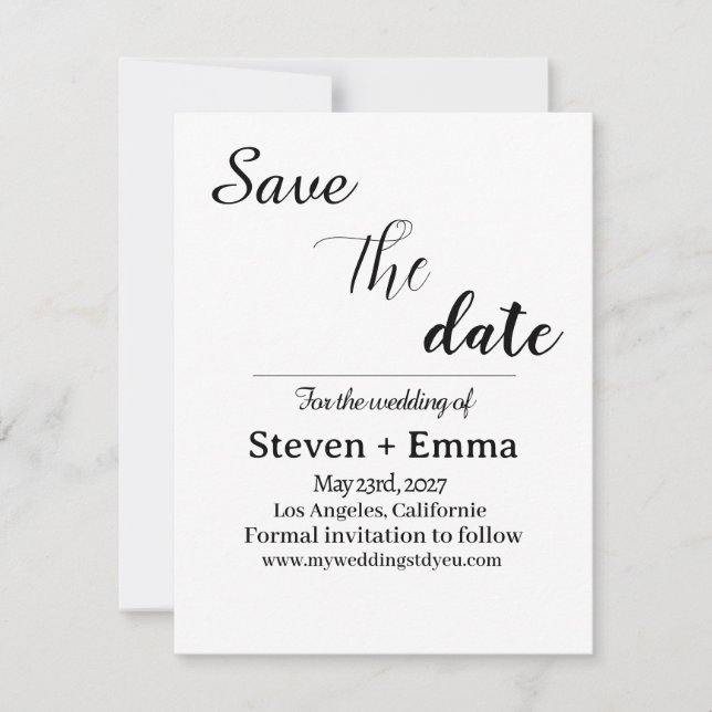 Budget elegant Boho Wedding Save the Date (Front)