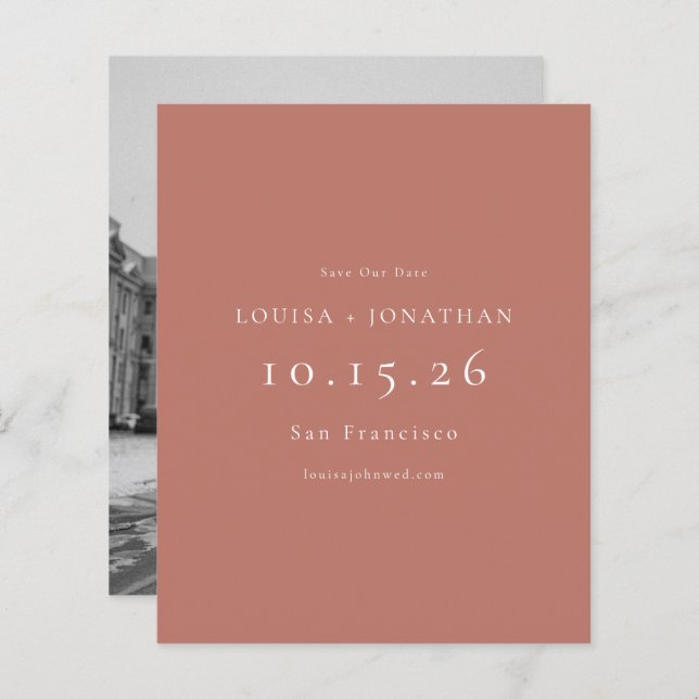 Budget Elegant Brick Photo Wedding Save The Date (Front/Back)