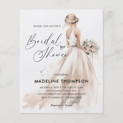 BUDGET Elegant Bride Wedding Gown Bridal Shower Flyer