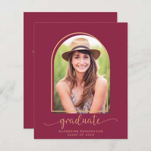 Budget Elegant Burgundy Gold Arch Photo Graduation