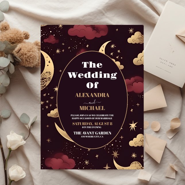 Budget Elegant Burgundy Gold Celestial Wedding (Creator Uploaded)