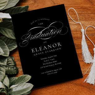 Budget Elegant Calligraphy Graduation Party Invitation