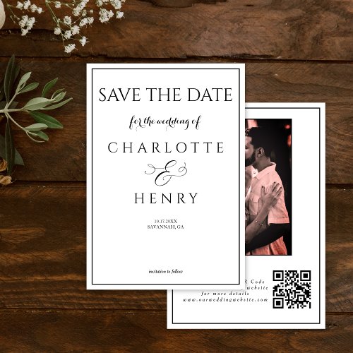 Budget Elegant Calligraphy Photo QR Code  Save The Date